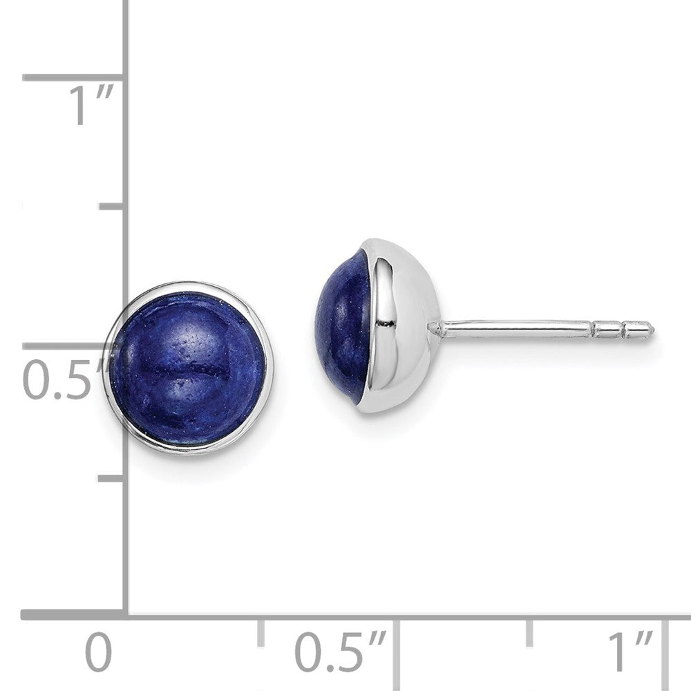 GSS Sterling Silver Rhodium-plated 7mm Lapis Post Earrings