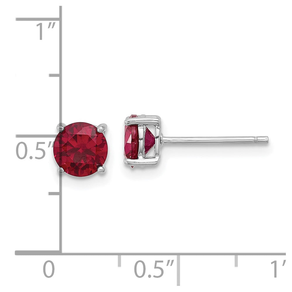 GSSE Sterling Silver Rhodium-plated 6mm Lab Created Ruby Stud Earrings