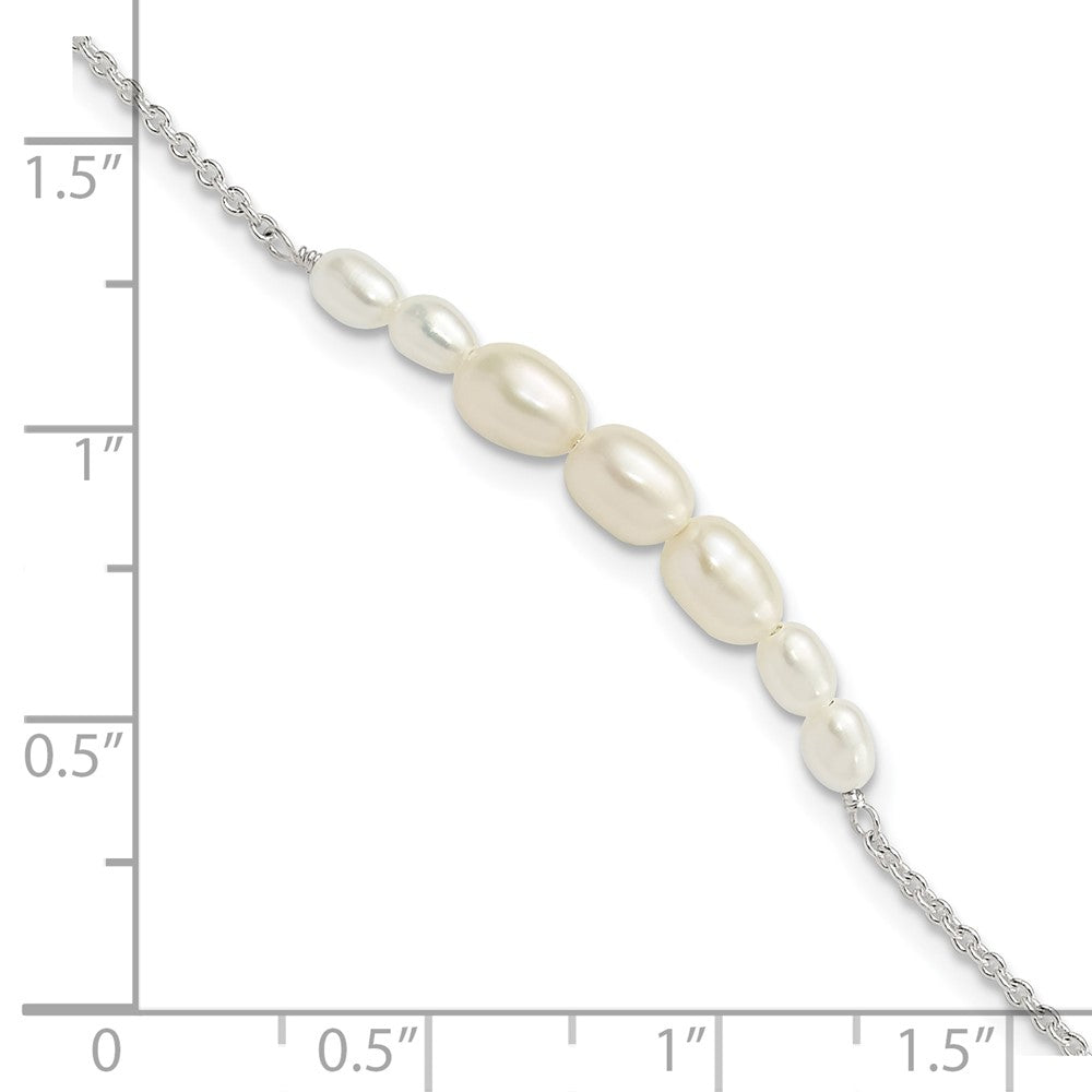 PSSB Sterling Silver E-coated with Freshwater Cultured Pearl w/1in ext Bracelet