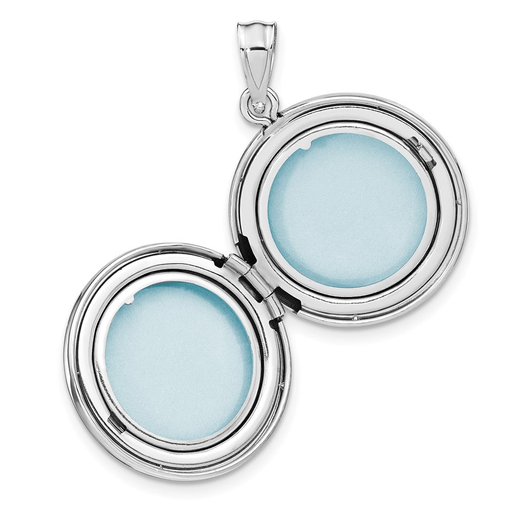 SSP Sterling Silver Rhodium-plated Fleur de Lis 20mm Round Locket