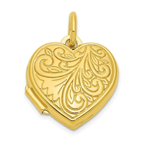SSP Sterling Silver Gold-tone Polished Filigree Design Heart Locket
