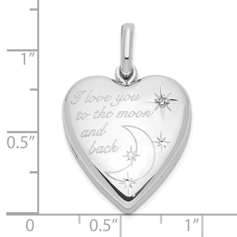 SSP Sterling Silver Rhod-pltd 20mm Diamond LOVE TO MOON Swing Locket