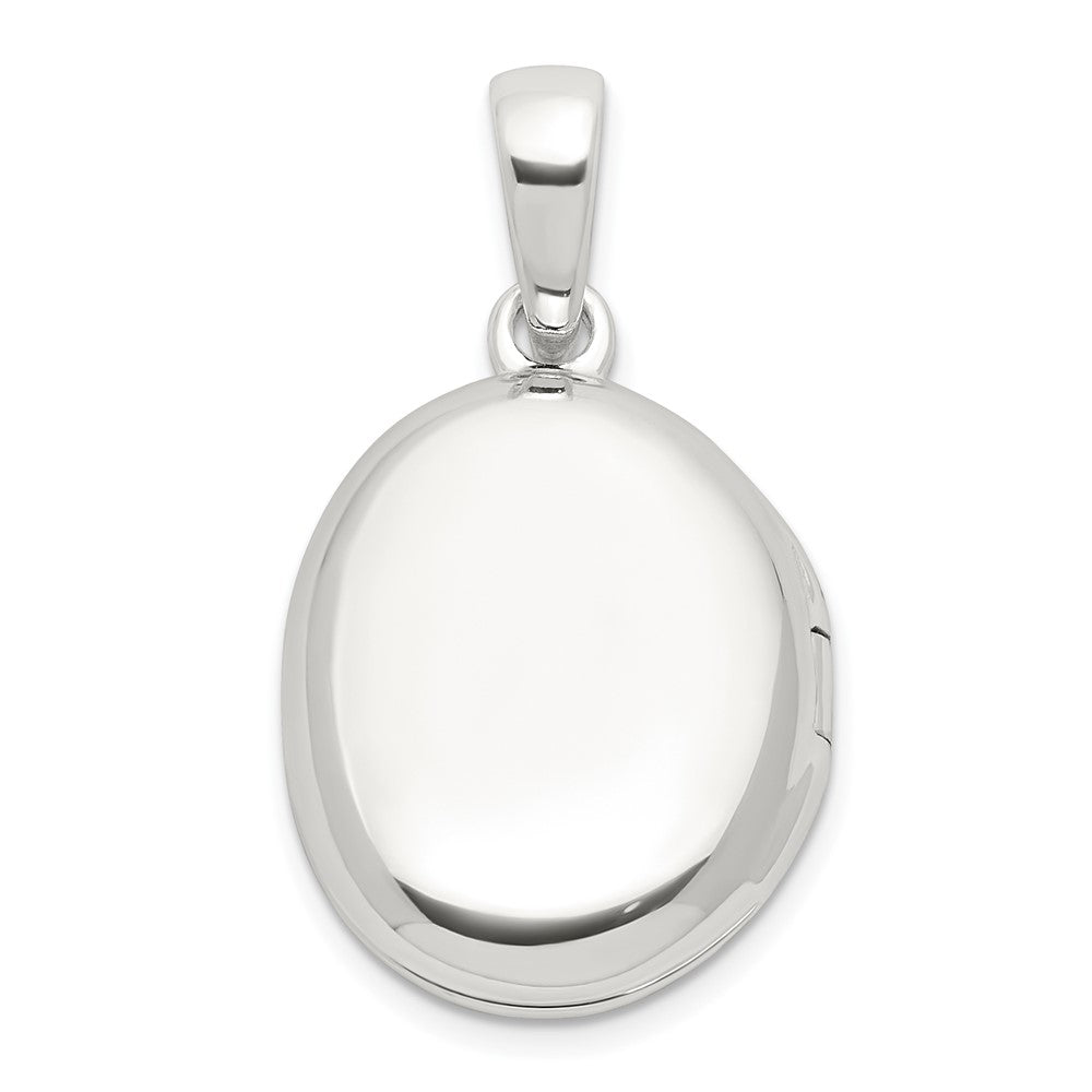 SSCZ Sterling Silver E-coated CZ 18.5mm Oval Locket