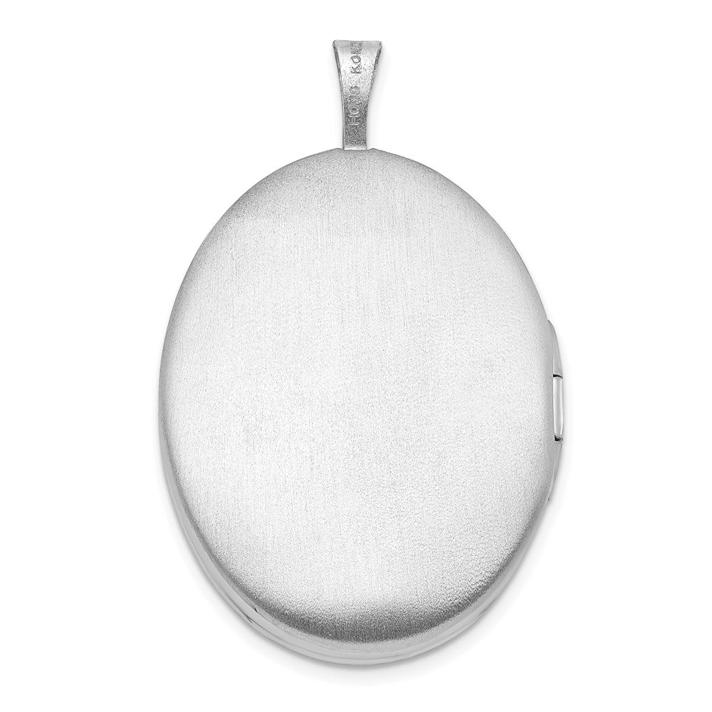SSP Sterling Silver Rhodium-plated 26mm Fleur De Lis Oval Locket