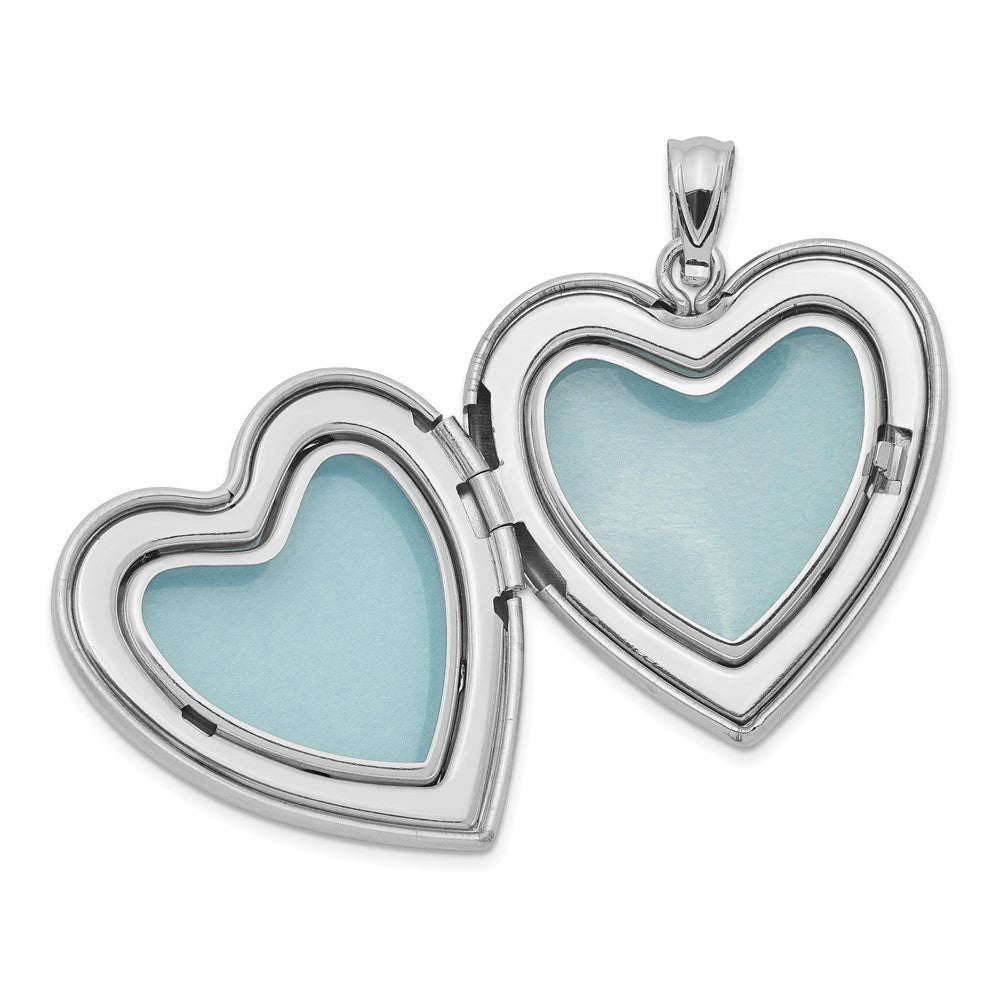 DSS Sterling Silver Rhodium-plated & Diamond 24mm D/C Heart Locket
