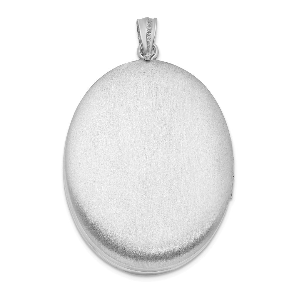 DSS Sterling Silver Rhodium-plated & Diamond w/ Swirl Border 34mm Oval Locket