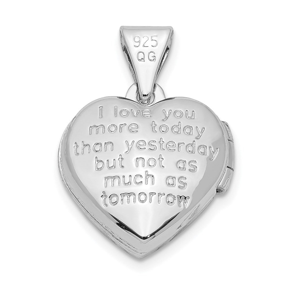 DSS Sterling Silver Rhodium-plated w/Gold-plated Dia w/ Charm Heart Locket