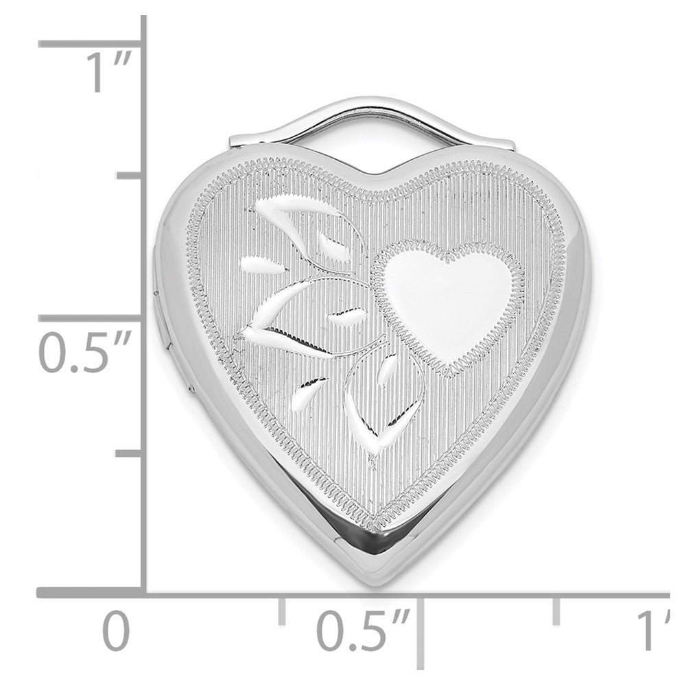 SSP Sterling Silver Diamond-cut Textured & Polished Heart Locket