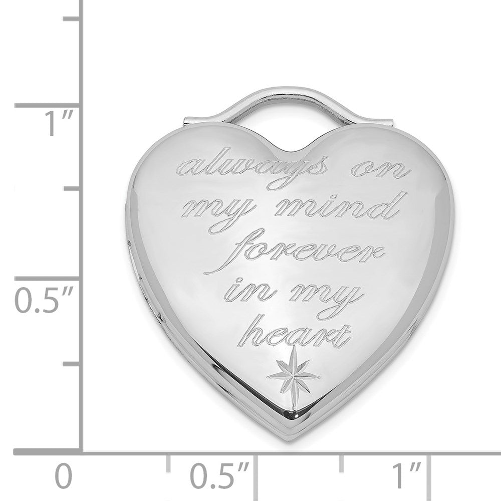 SSP Sterling Silver Rhodium-plated Always On My Mind Forever In My Heart Locket