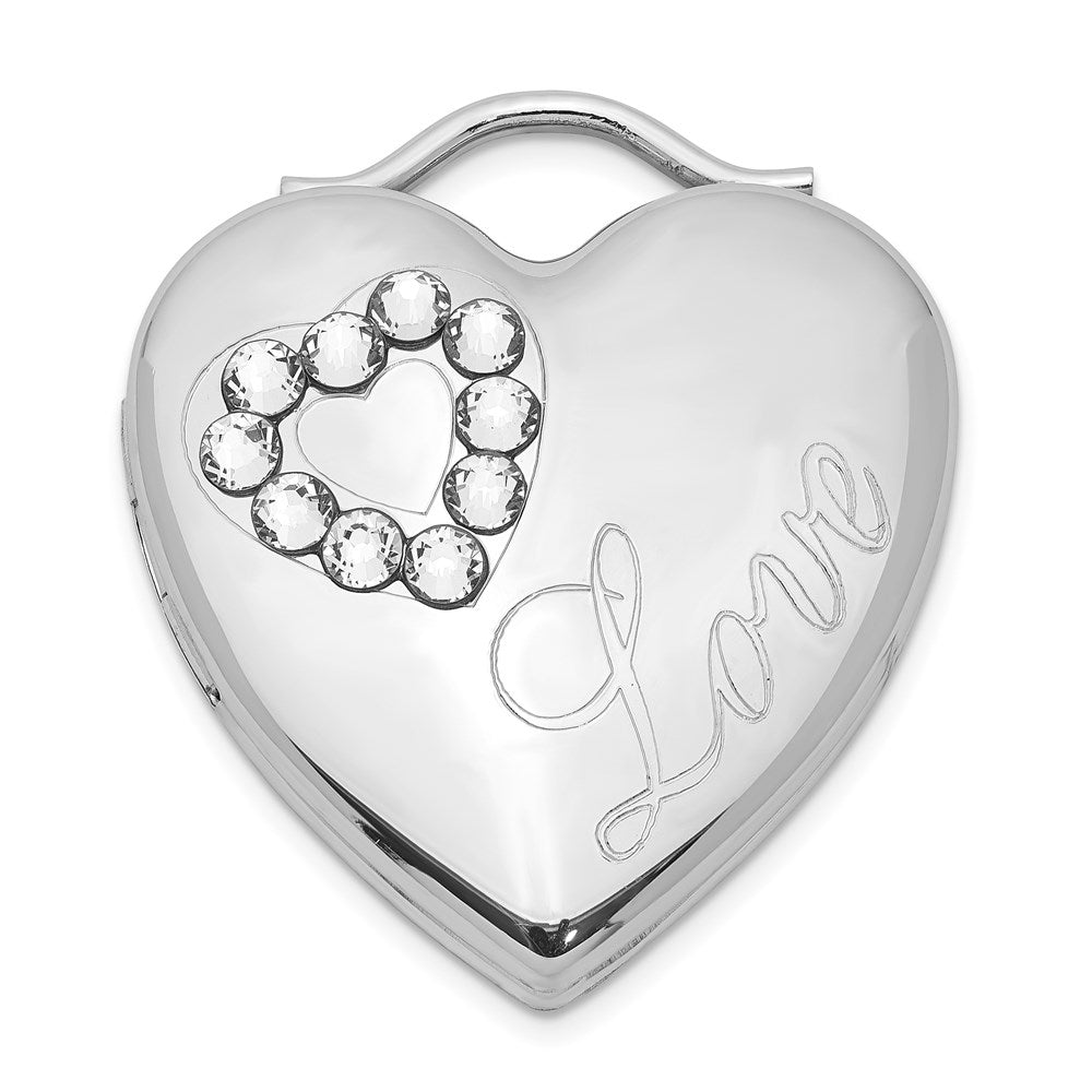 SSP Sterling Silver Rhodium-plated 24mm Australian Crystal Love Heart Locket