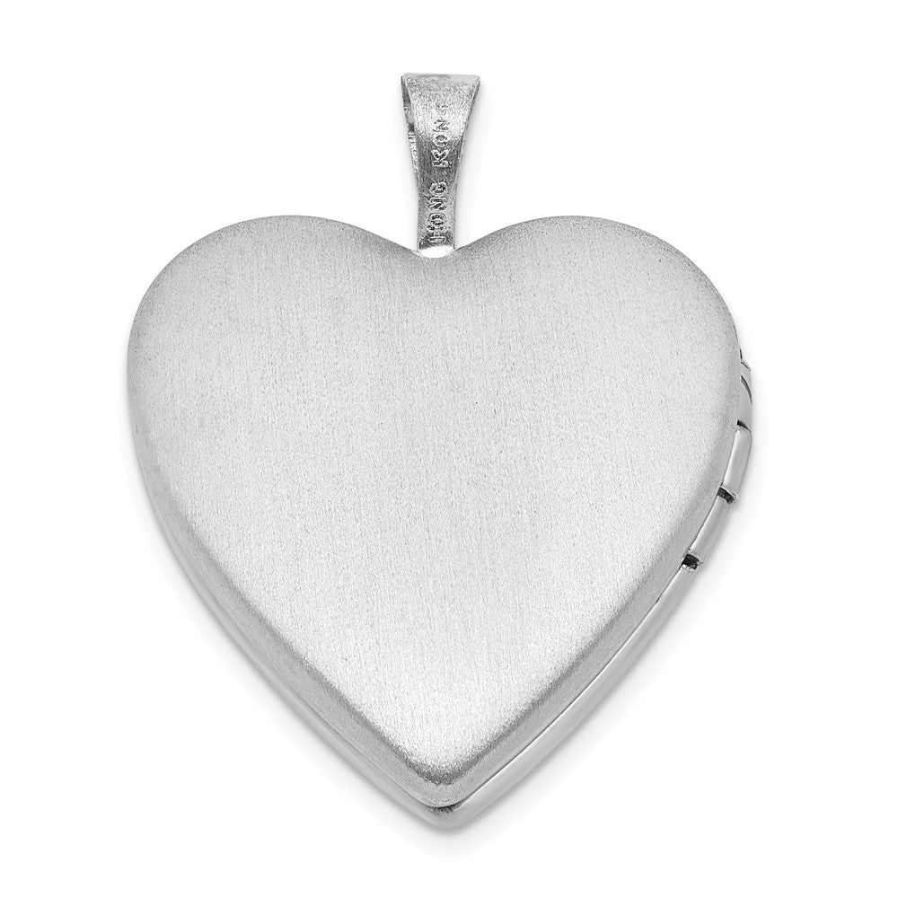 SSP Sterling Silver 20mm Diamond Mija Satin & Polished Heart Locket