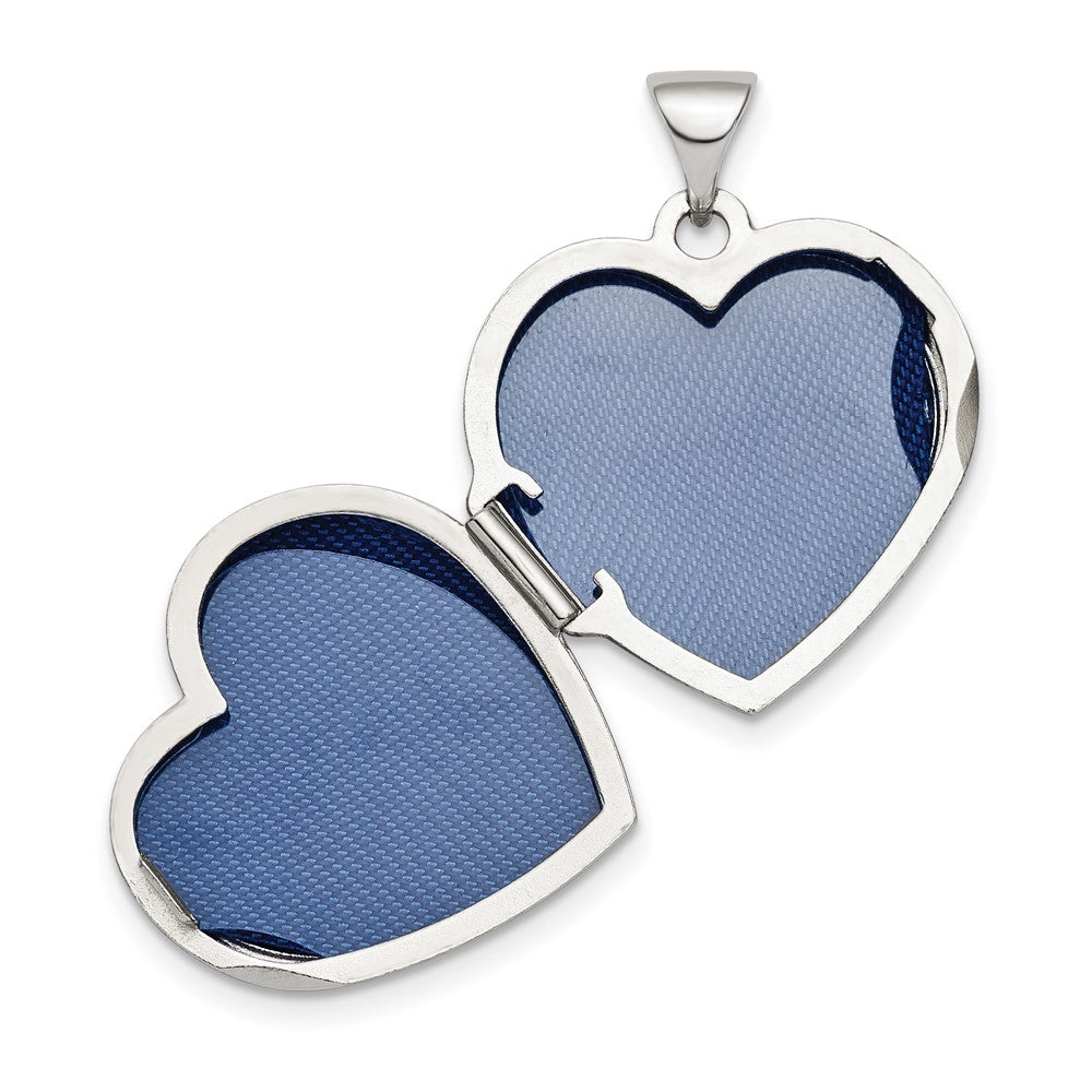 SSP Sterling Silver Rhod-plated 2-Heart Design Reversible 18mm Heart Locket