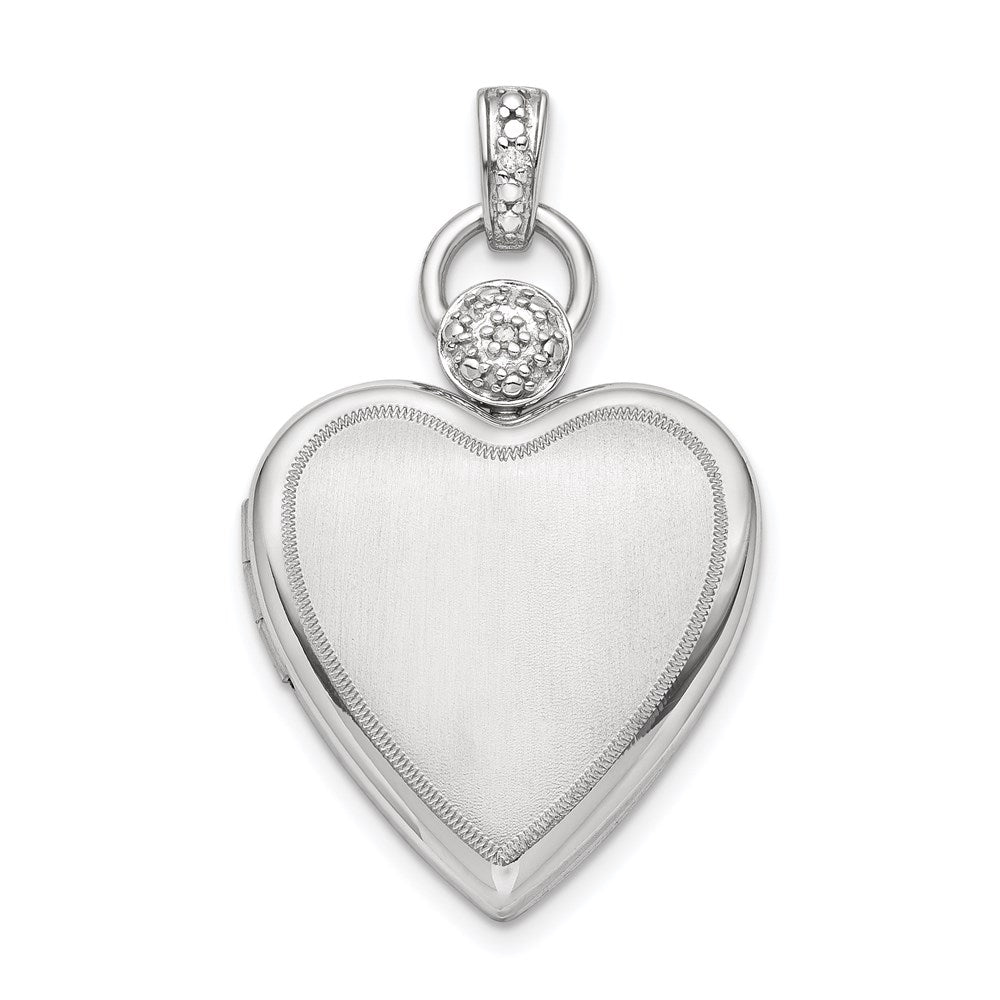SSP Sterling Silver Rhodium-plated 21mm Diamond Accented Satin Locket