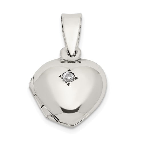SSCZ Sterling Silver CZ Heart Locket