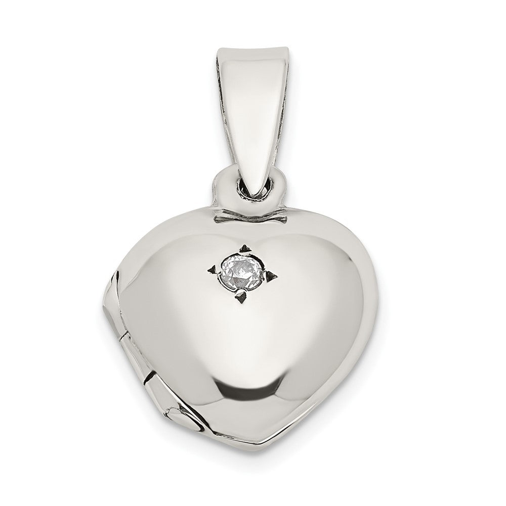SSCZ Sterling Silver CZ Heart Locket
