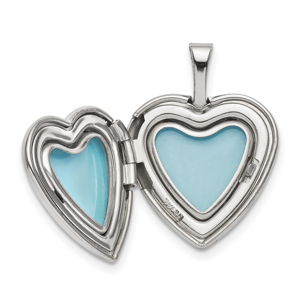 SSP Sterling Silver Rhodium-plated 16mm Paw Print Heart Locket