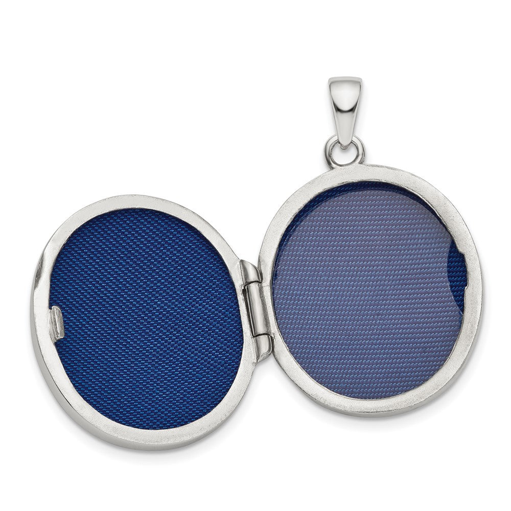 SSCZ Sterling Silver Rhodium-plated Fancy CZ Oval Locket