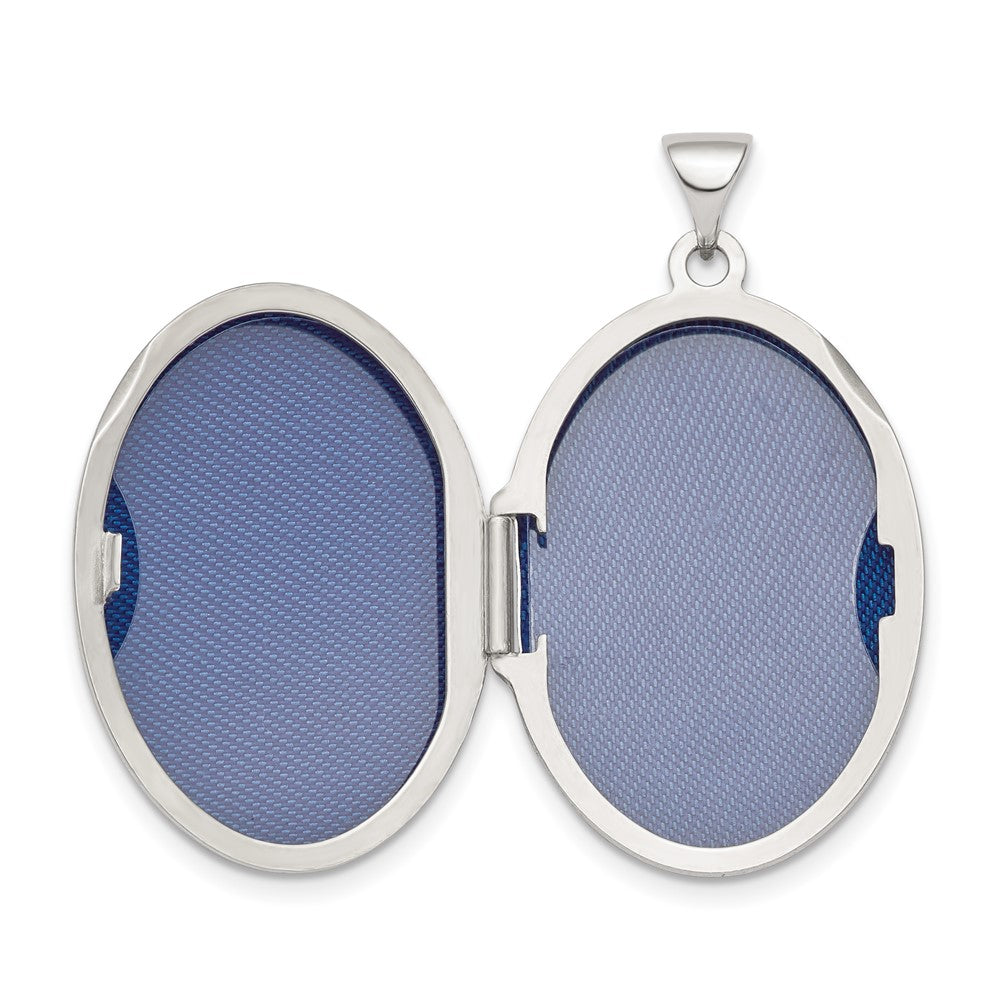 SSP Sterling Silver Rhod-plated Floral Swirl Reversible 26mm Oval Locket