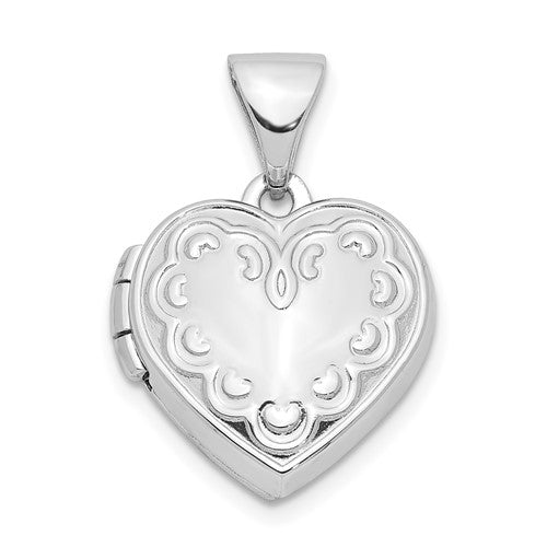 SSP Sterling Silver Rhodium-plated 13mm Heart Locket