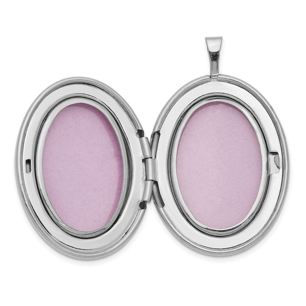 SSP Sterling Silver Platinum-plated Oval Tree 26mm Locket