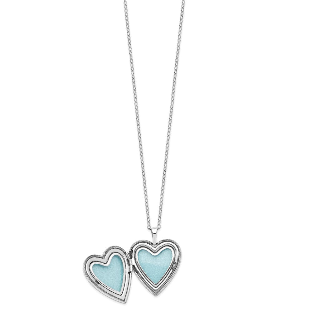 DSS Diamond Fascination Diamond Mystique Sterling Silver Platinum-plated Diamond Double Heart Locket 18 Inch Necklace