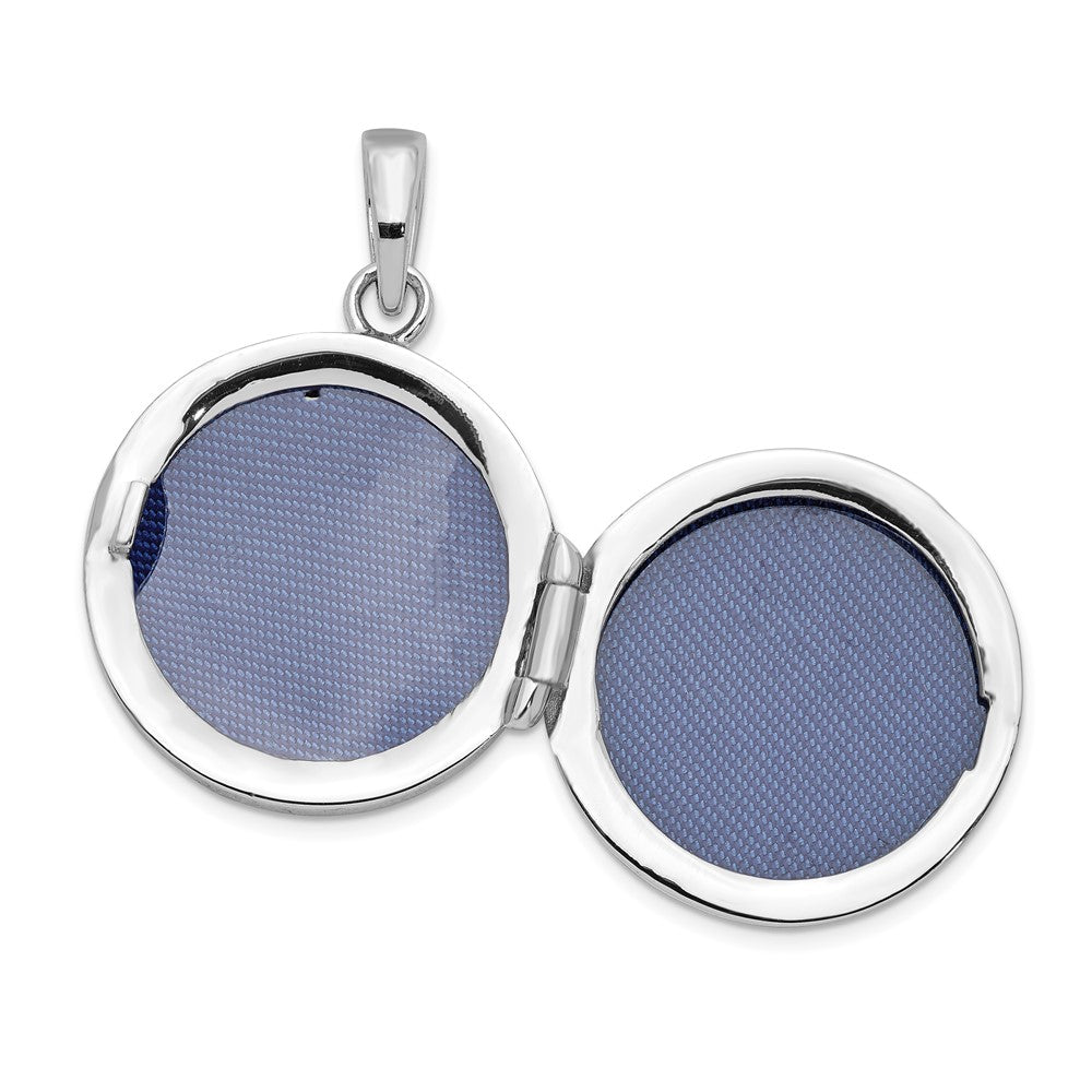 SSP Sterling Silver Rhodium-plated Polished CZ 20mm Circle Locket