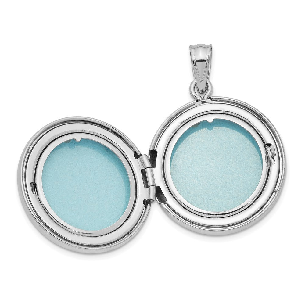 SSP Sterling Silver Rhodium-plated 20mm Polished Hearts Round Locket
