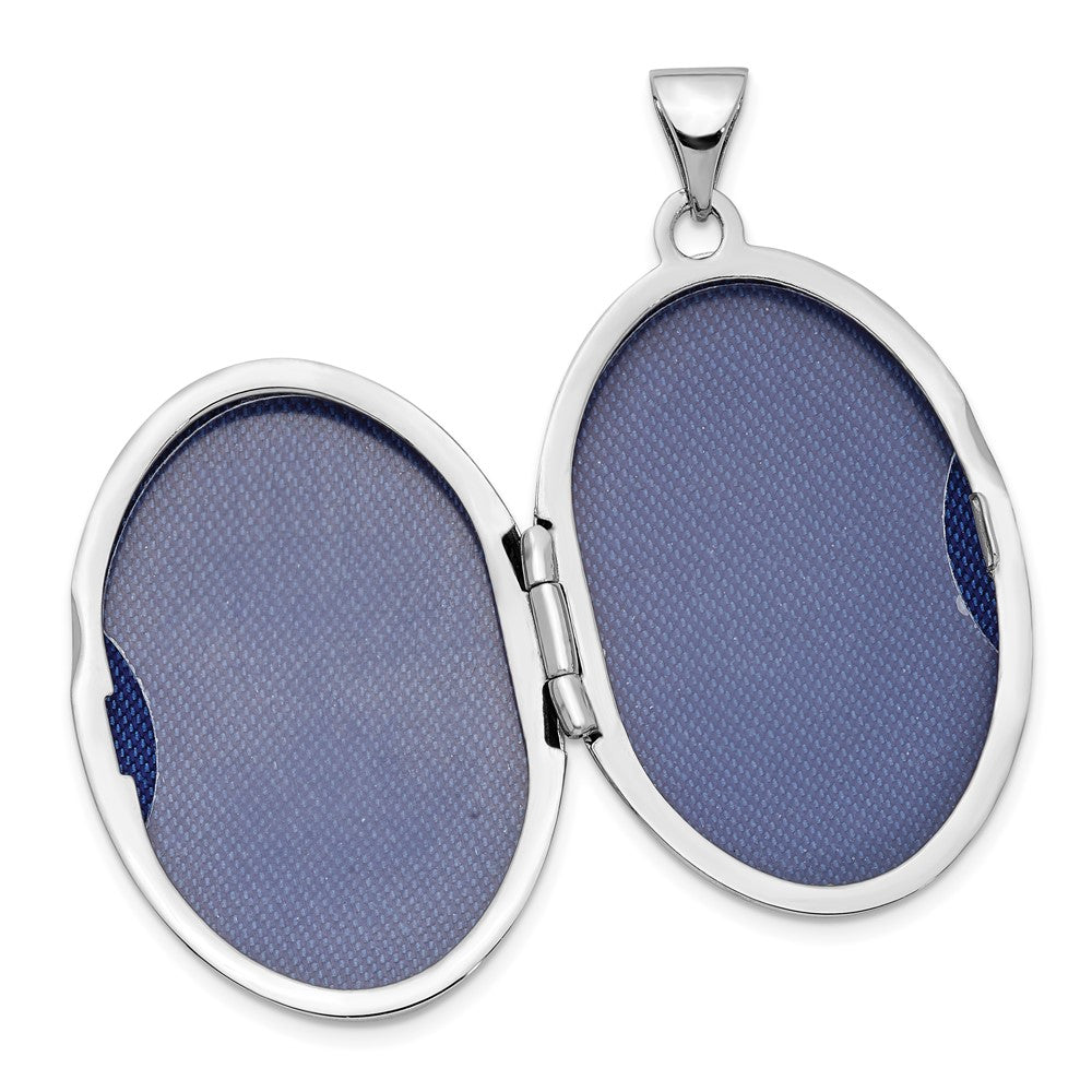 SSP Sterling Silver Rhodium-plated 26mm Scroll Oval Locket