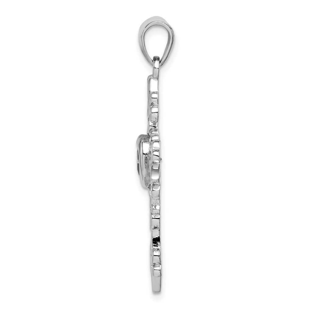 GSS Sterling Silver Rhodium-plated Amethyst Cross Pendant