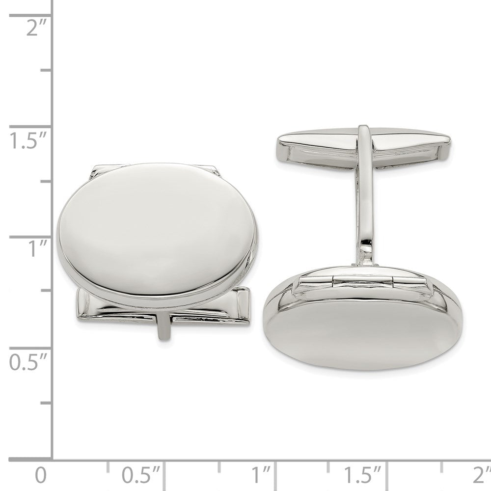 MJ Sterling Silver Oval Locket Cufflinks