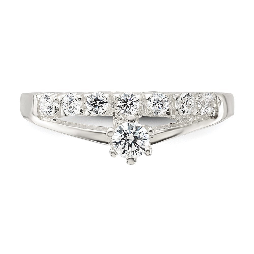 SSCZ Sterling Silver Row and Solitaire CZ Ring
