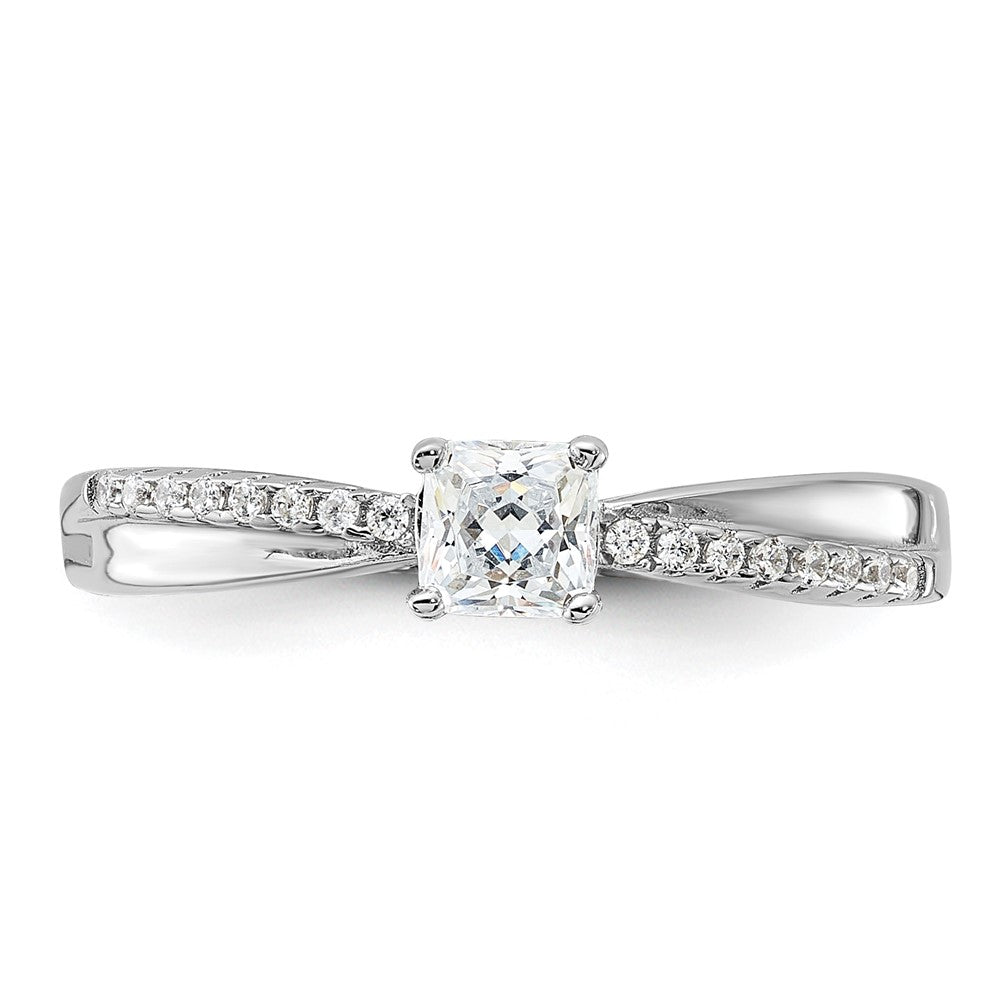 SSCZ Sterling Silver Rhodium-plated Polished & CZ Ring