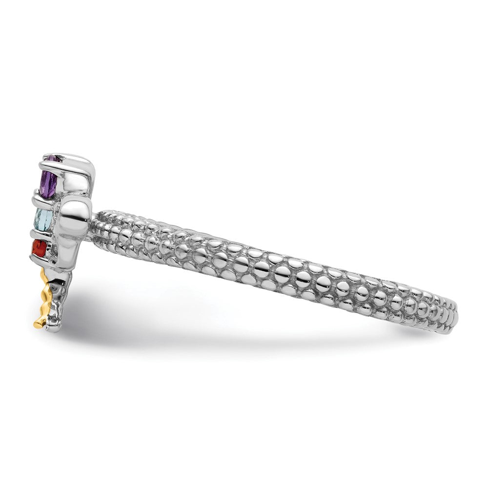 GSS Sterling Silver&14k Stackable Expressions Gemstone & Diamond Dragonfly Ring