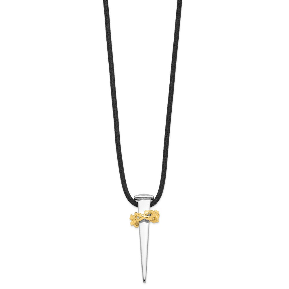 SE Sterling Silver Gold-plated No Greater Love Nail 16 Inch Necklace