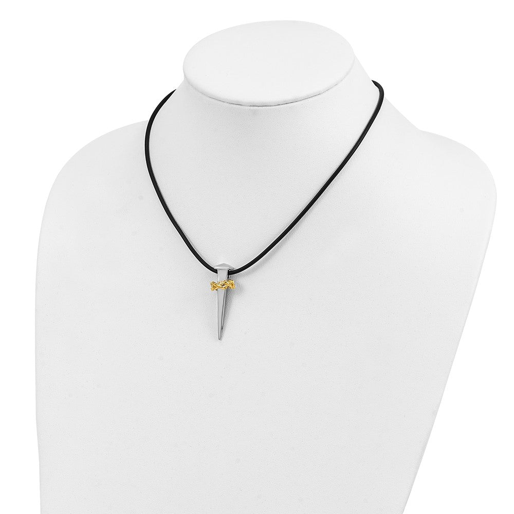 SE Sterling Silver Gold-plated No Greater Love Nail 16 Inch Necklace