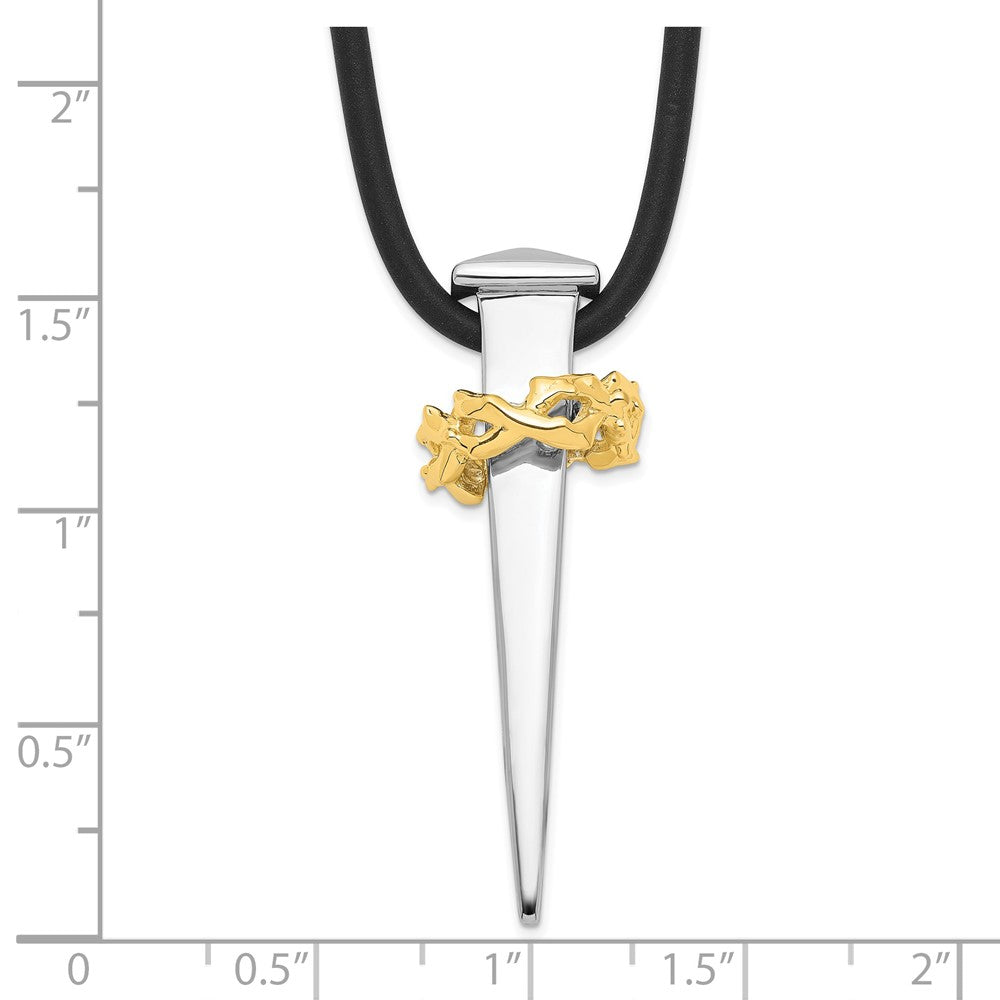 SE Sterling Silver Gold-plated No Greater Love Nail 16 Inch Necklace
