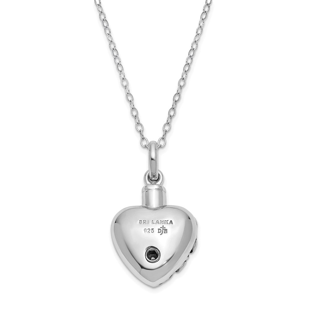 SE Sterling Silver Antiqued Heart Remembrance Ash Holder 18 Inch Necklace