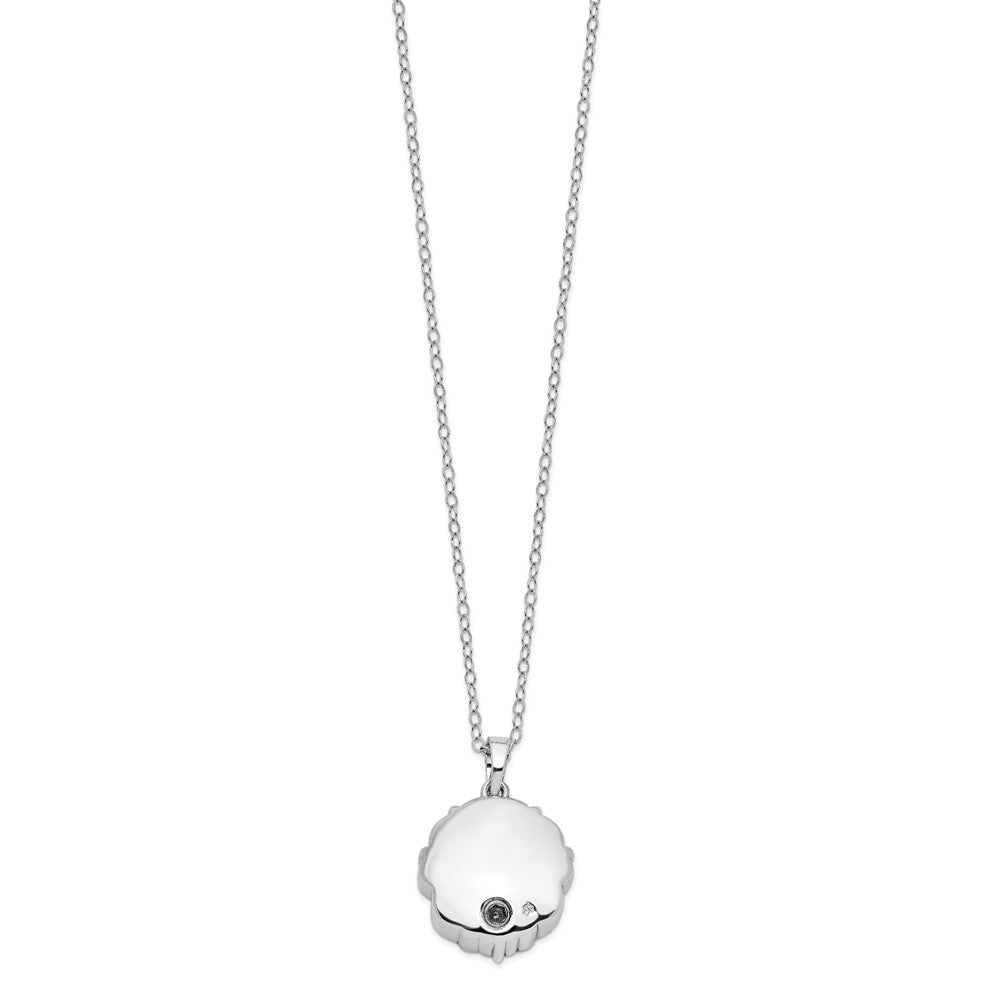 SE Sterling Silver Rhodium-plated Antiqued Circle Remembrance Ash Holder 18 Inch Necklace