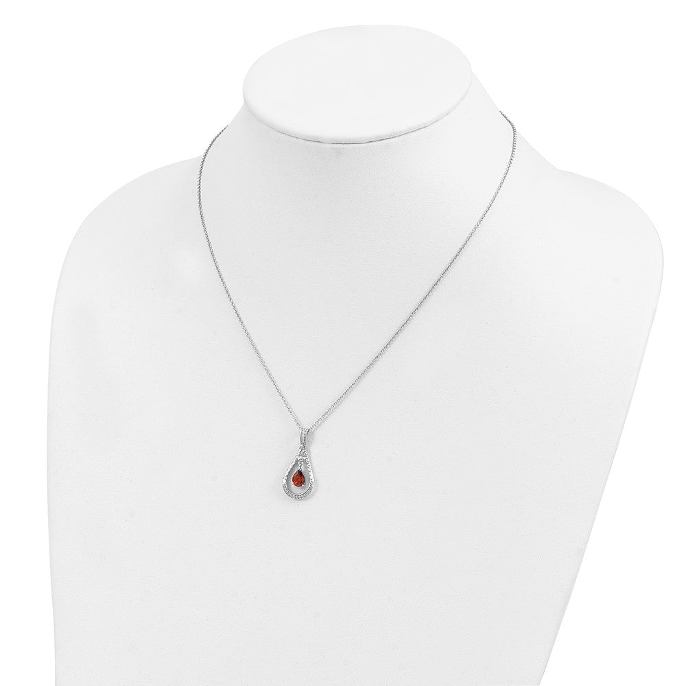 SE Sterling Silver Rhodium-plated CZ Stone Never Forget Tear (JAN-DEC) 18in Birthstone Necklace