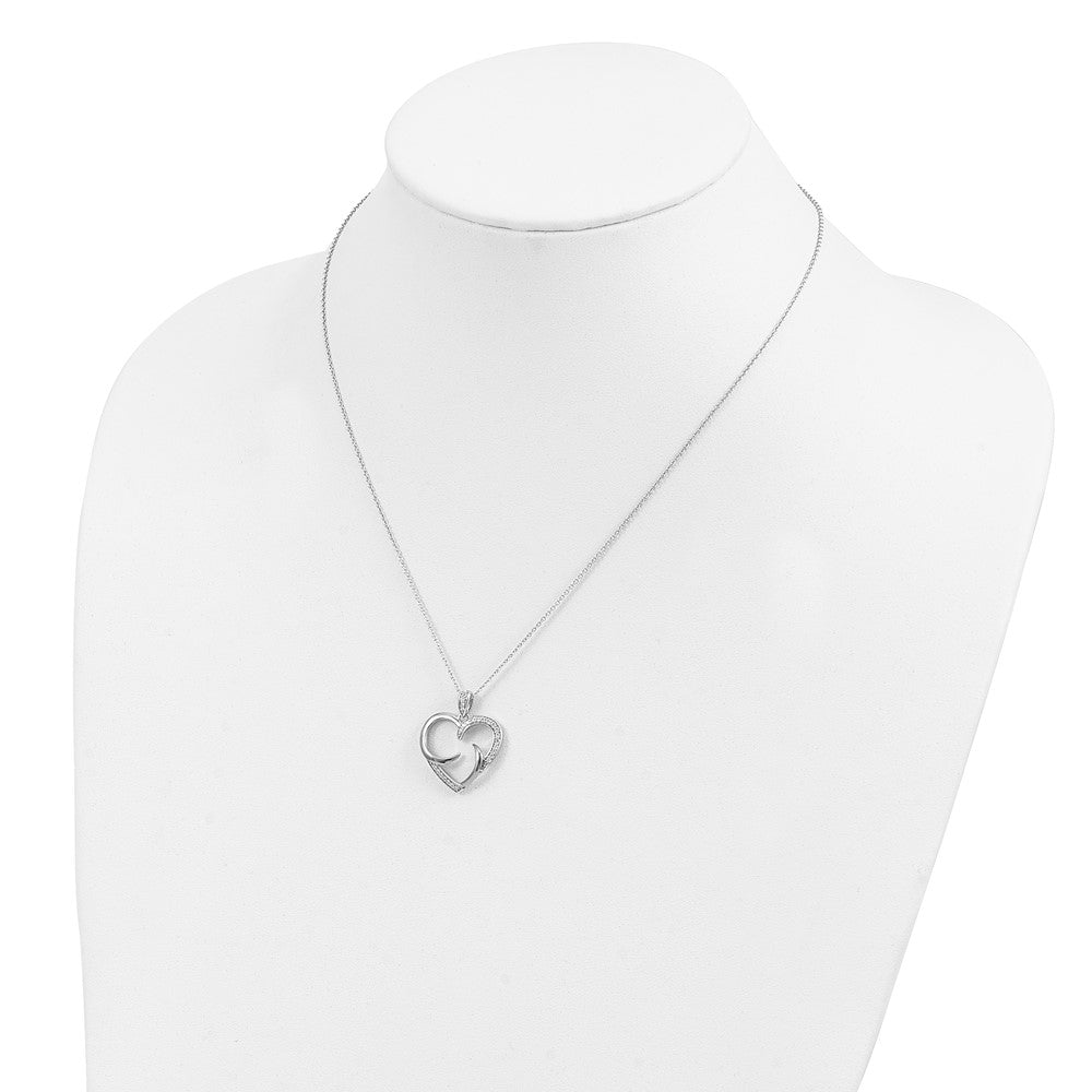 SE Sterling Silver Gold-plated The Arms of Love 18in Heart Necklace