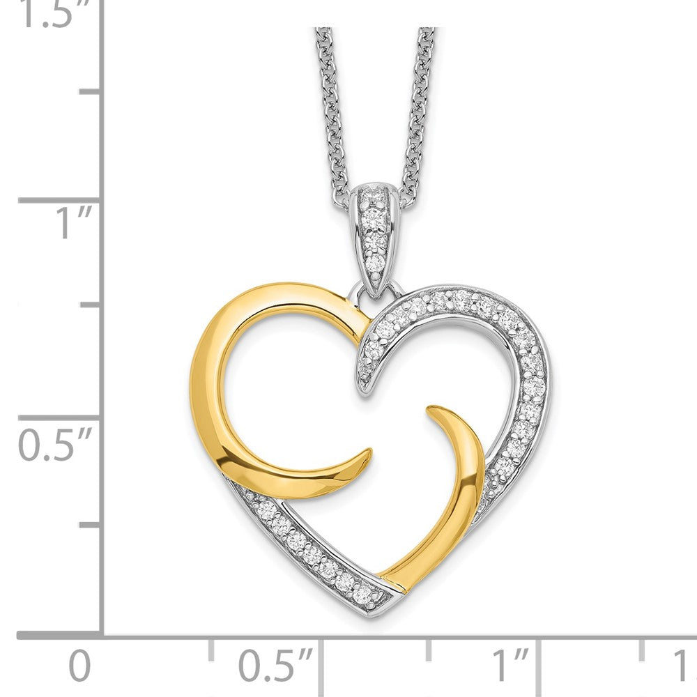 SE Sterling Silver Gold-plated The Arms of Love 18in Heart Necklace