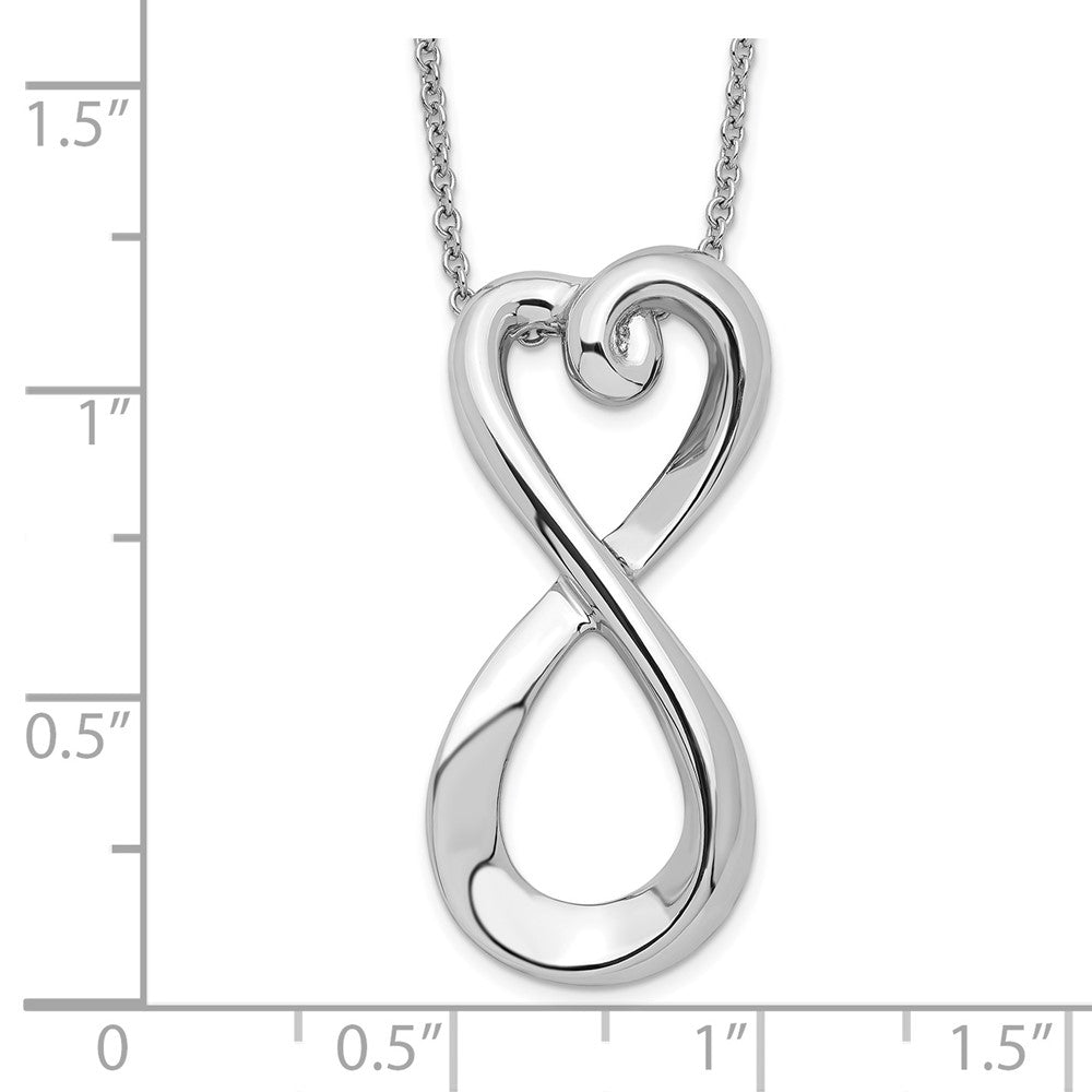 SE Sterling Silver Rhodium-plated Polished Infinite Love 18in Necklace