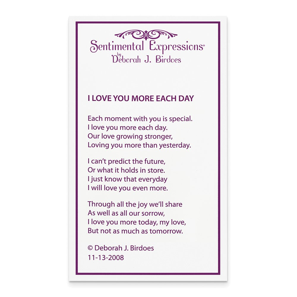 SE Sterling Silver Rhodium and Gold-plated CZ I Love You More Each Day Heart 18 inch Necklace with Poem Card