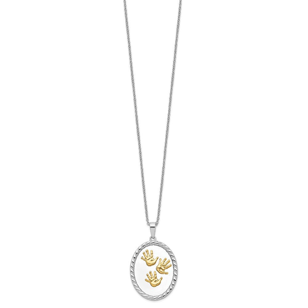 SE Sterling Silver Gold-plated Hand Prints 18in Necklace