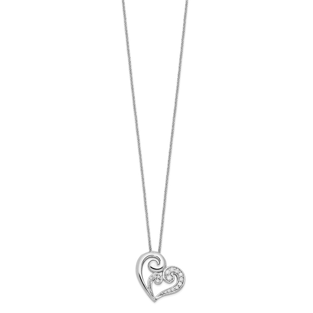 SE Sterling Silver Rhodium-plated CZ A Mothers Journey 18in Heart Necklace