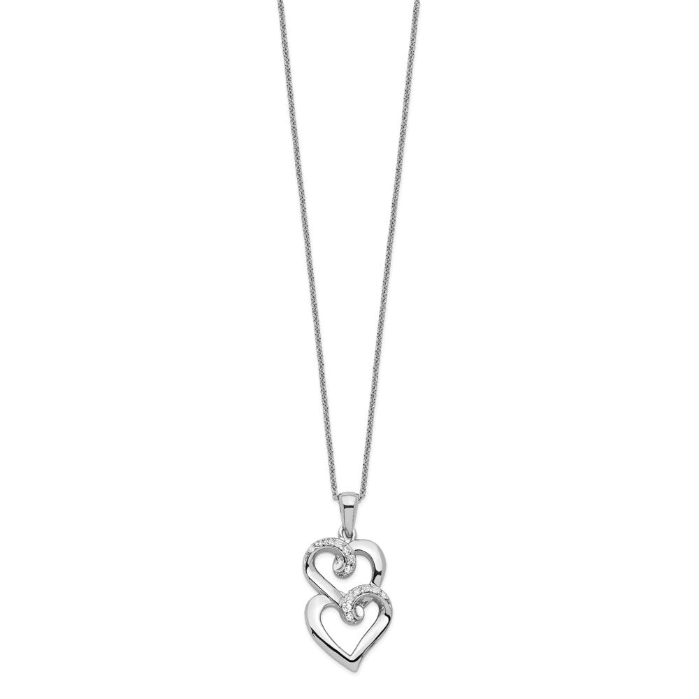 SE Sterling Silver Rhodium-plated CZ To My Sister 18in Heart Necklace