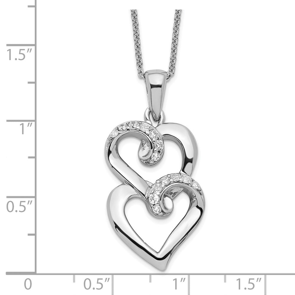 SE Sterling Silver Rhodium-plated CZ To My Sister 18in Heart Necklace