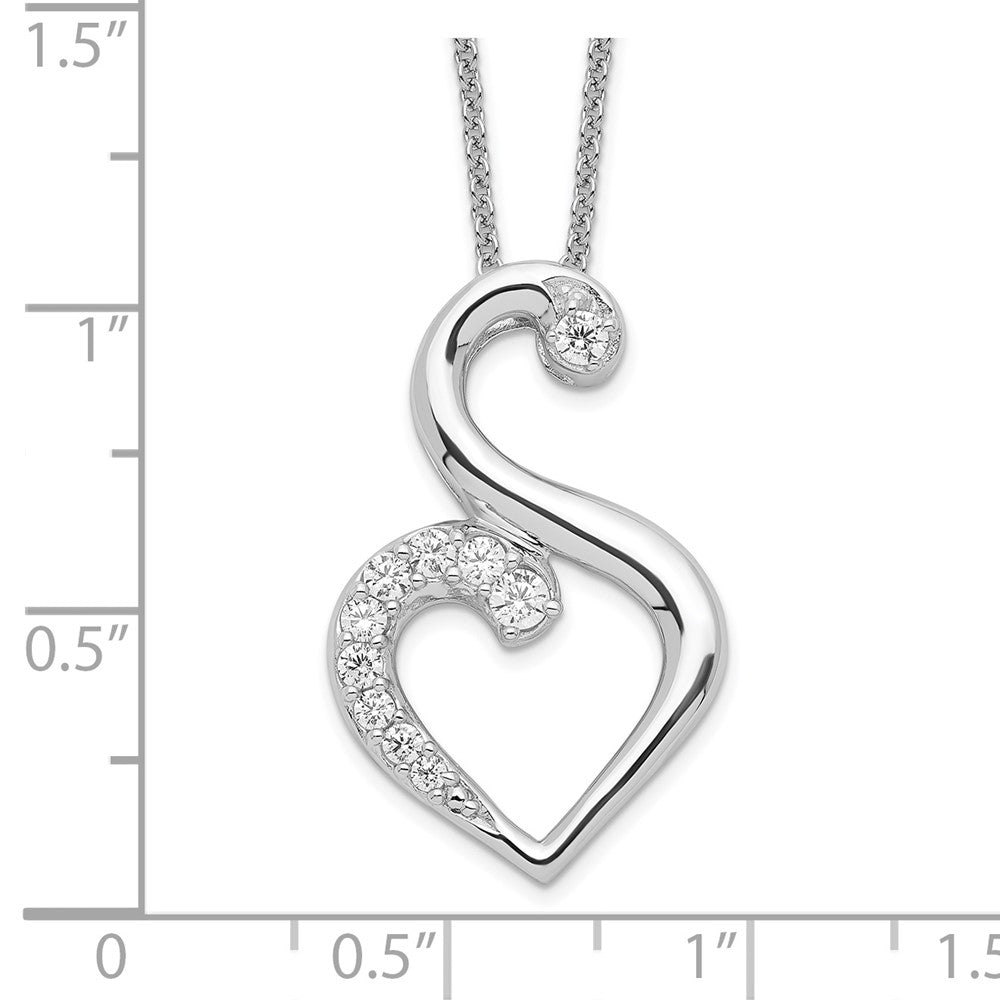 SE Sterling Silver Rhodium-plated CZ Journey of Friendship 18in Necklace