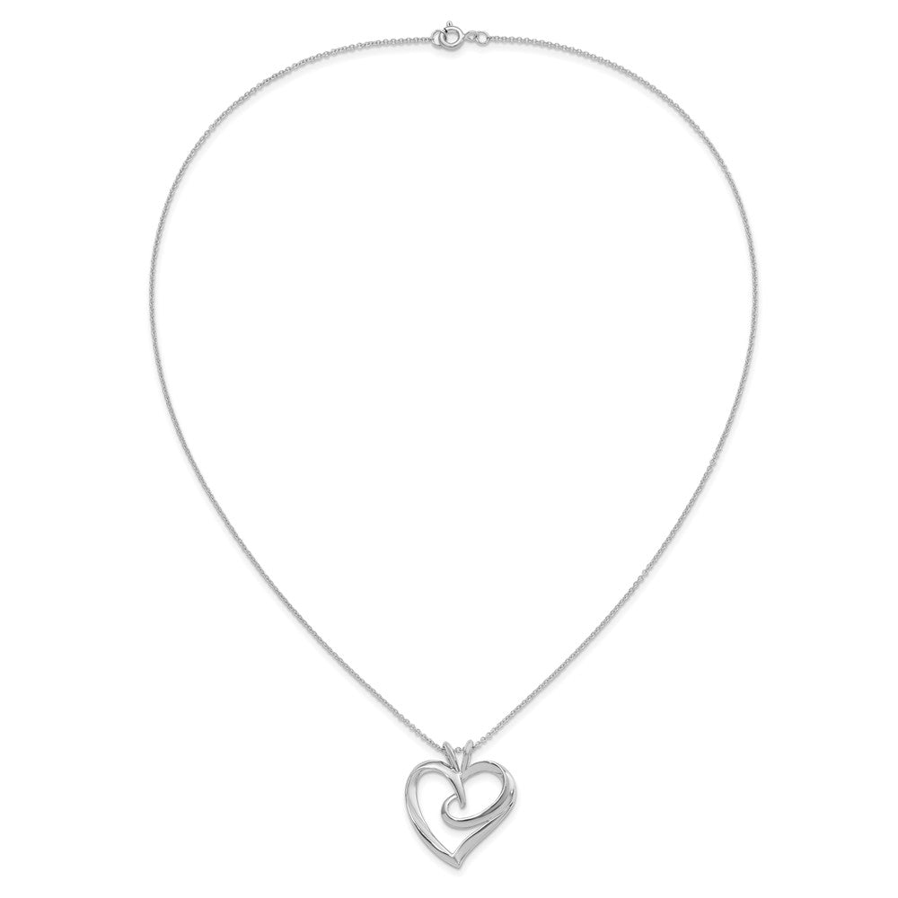 SE Sterling Silver Rhodium-plated The Hugging Heart 18in Necklace