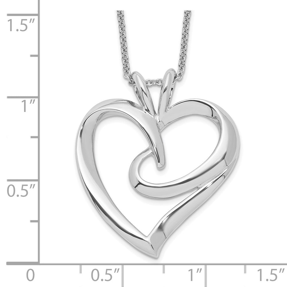 SE Sterling Silver Rhodium-plated The Hugging Heart 18in Necklace